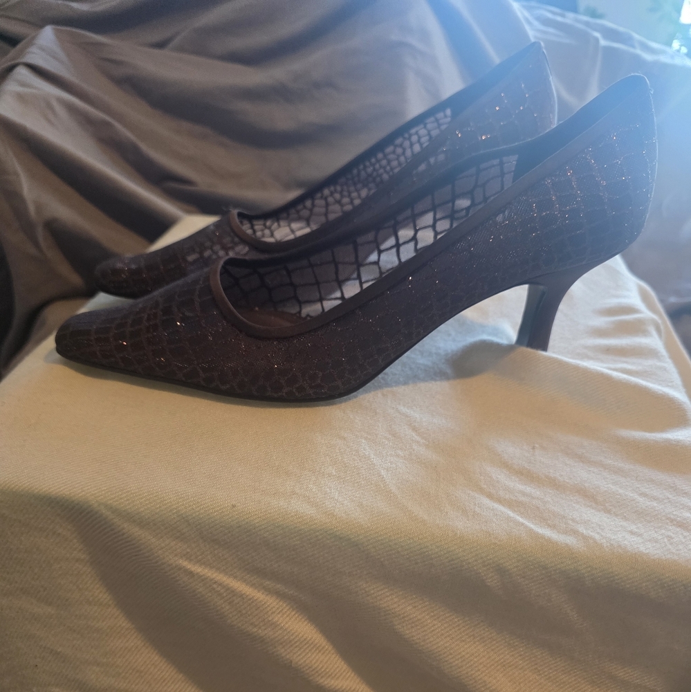 Touch of Nina Brown Mesh Heels